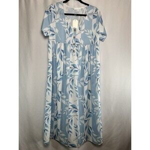 Midi Dress Blue White Floral Size L Summer Easter Spring Comfortable NWT